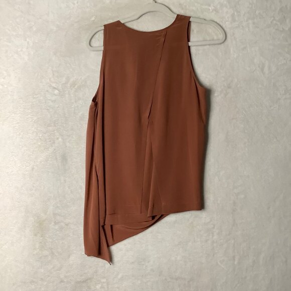 Trouvé Women's Asymmetrical 100% Silk Tank Top Blouse Women Sz Small Rust Brown - Picture 2 of 9